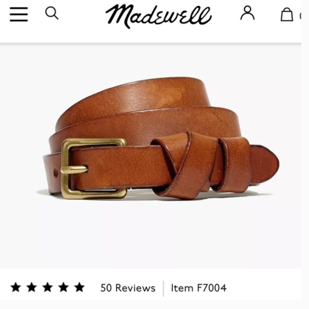Madewell Genuine Leather Brown Belt with Gold Buckle